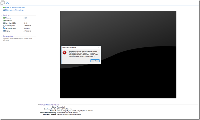 vmware workstation player 14 start problems vmware workstation player 14 start problems